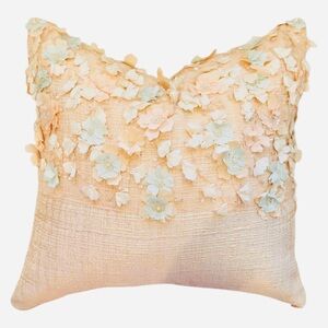 Blush Petal Garden Appliqué Throw Pillow